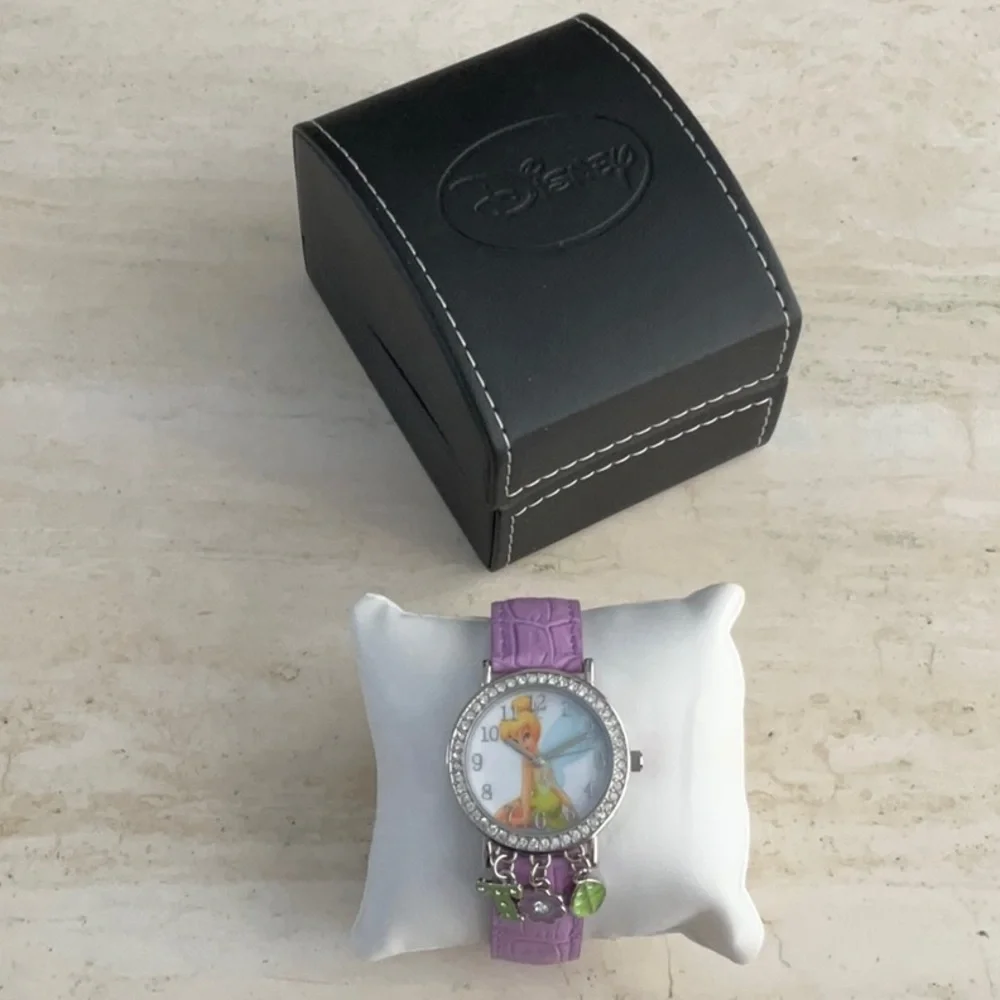 Tinkerbell Watch Disney Charms Wristwatch Tinker Bell Fairy Crystals Vintage